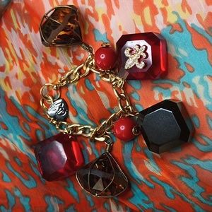 Betsy Johnson lucite chunky charm bracelet